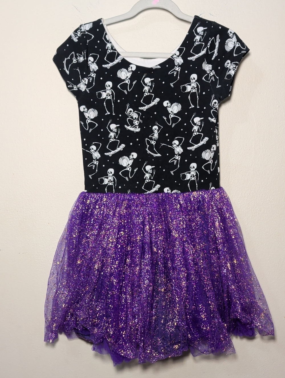 Elizabeth's Closet Halloween Skeleton Tutu Dress Black Purple Gold Girls Size 6